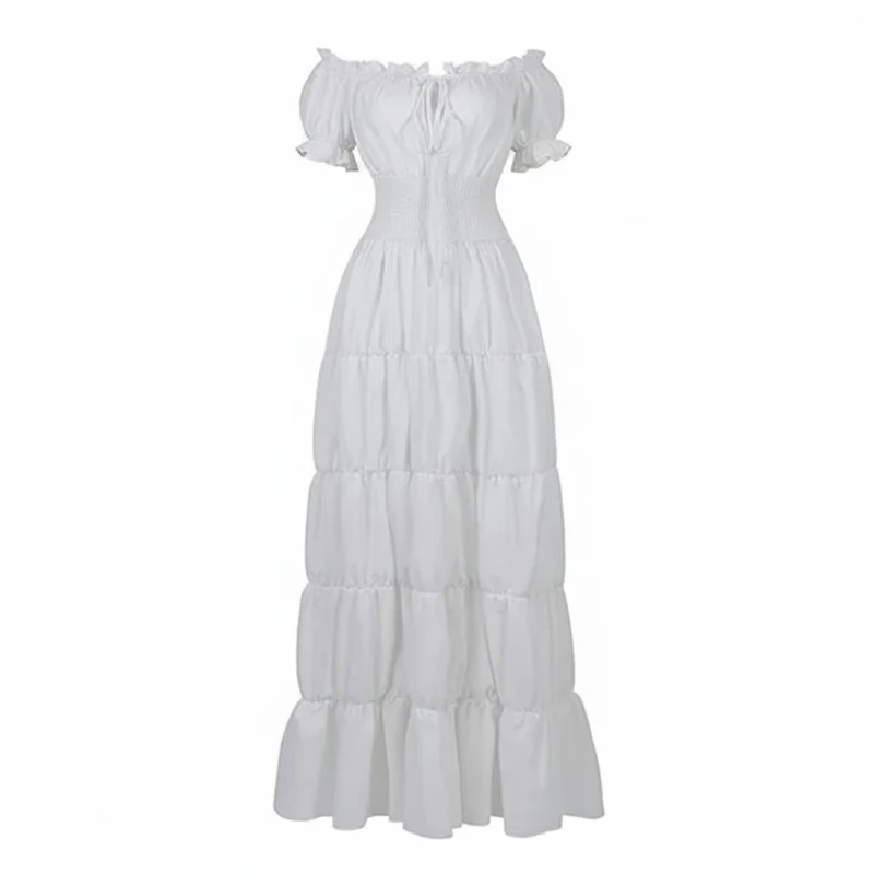 Halloween Women's Summer Boho Maxi Dress with Off-the-Shoulder Design and Ruched Waist for Parties