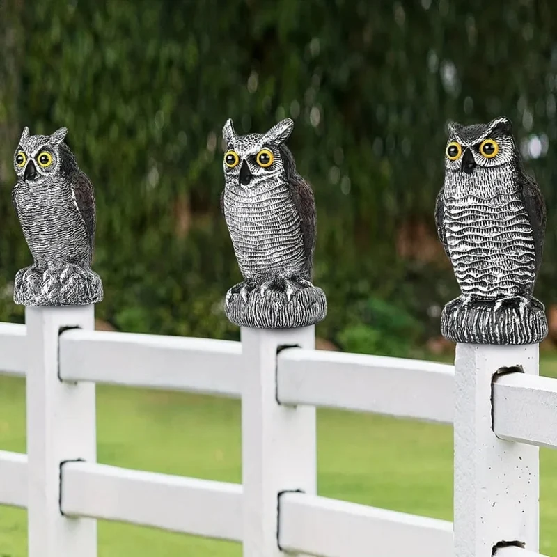 Halloween Garden Figurine, Garden Owl Bird Deterrent, Realistic, with Stake Base