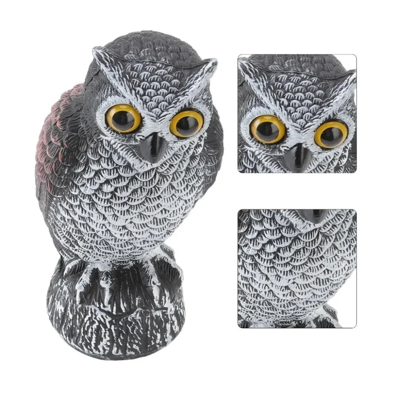Halloween Garden Figurine, Garden Owl Bird Deterrent, Realistic, with Stake Base