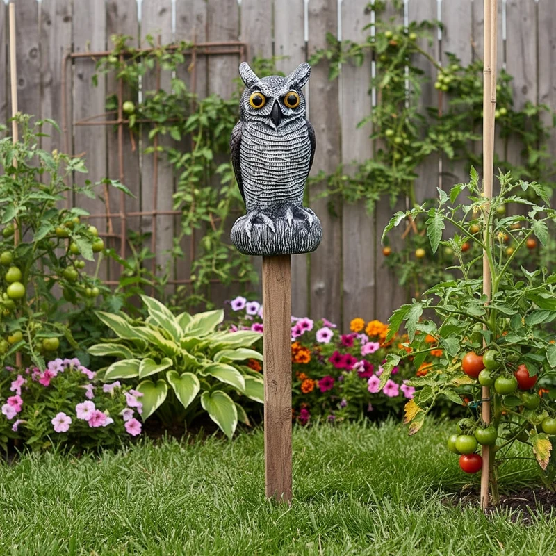 Halloween Garden Figurine, Garden Owl Bird Deterrent, Realistic, with Stake Base
