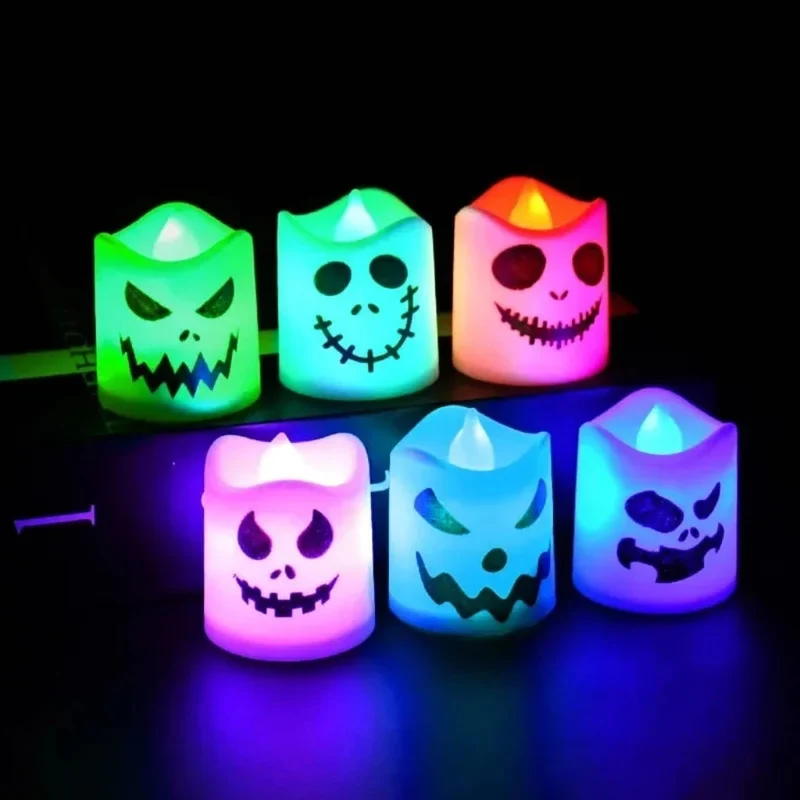 Halloween LED Tealight Candles, Plastic Decorative Party Set