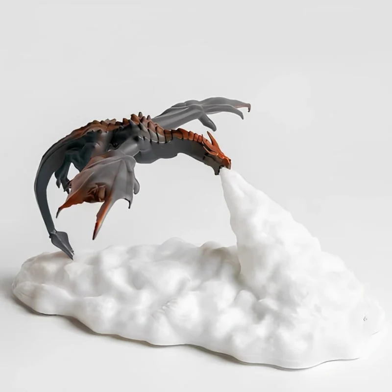 Halloween LED Night Light, Fire-Breathing Dragon with Rechargeable Battery, for Desk and Bedroom, Clip-On