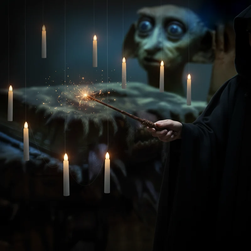 Halloween battery-powered LED taper candles, hanging, with remote control for party decoration