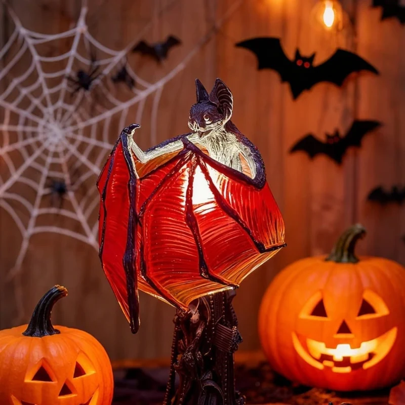 Halloween Gothic Table Lamp with Bat Shade for Interior Decoration
