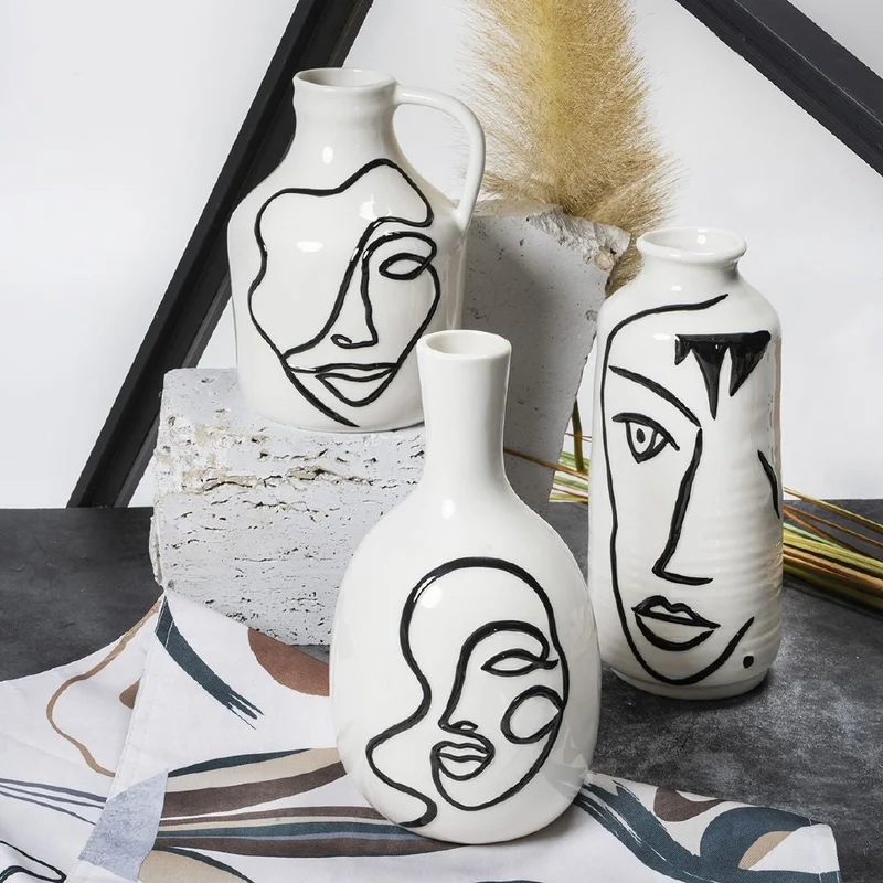 Vaso con Viso Ø12,6x23 cm in Ceramica VdE Tivoli 1996 Vis a Vis