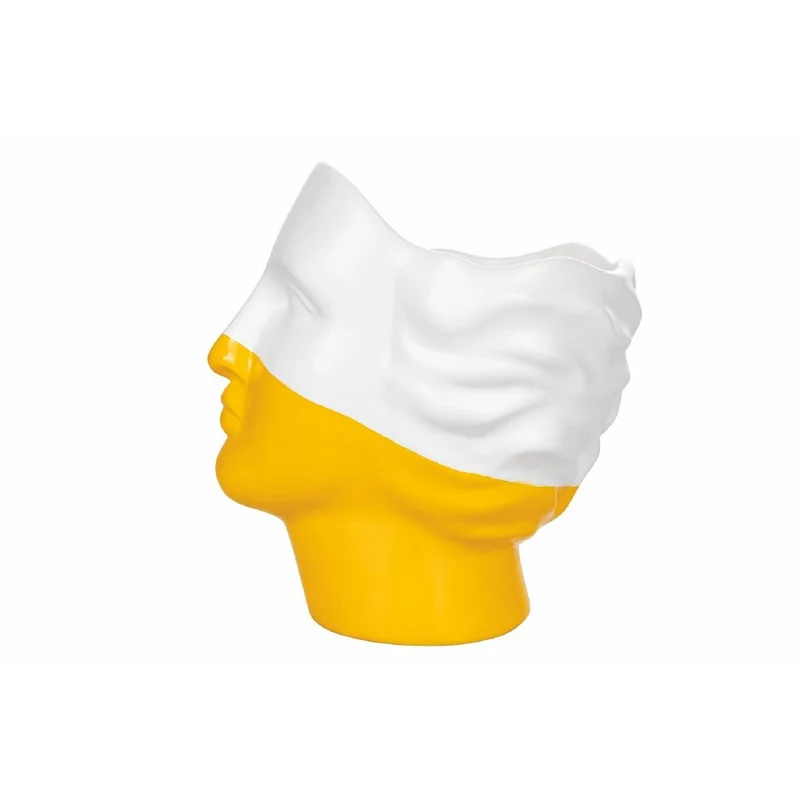 Vaso a Forma di Viso 17,5x14,5x19 cm in Dolomite VdE Tivoli 1996 Vis a Vis