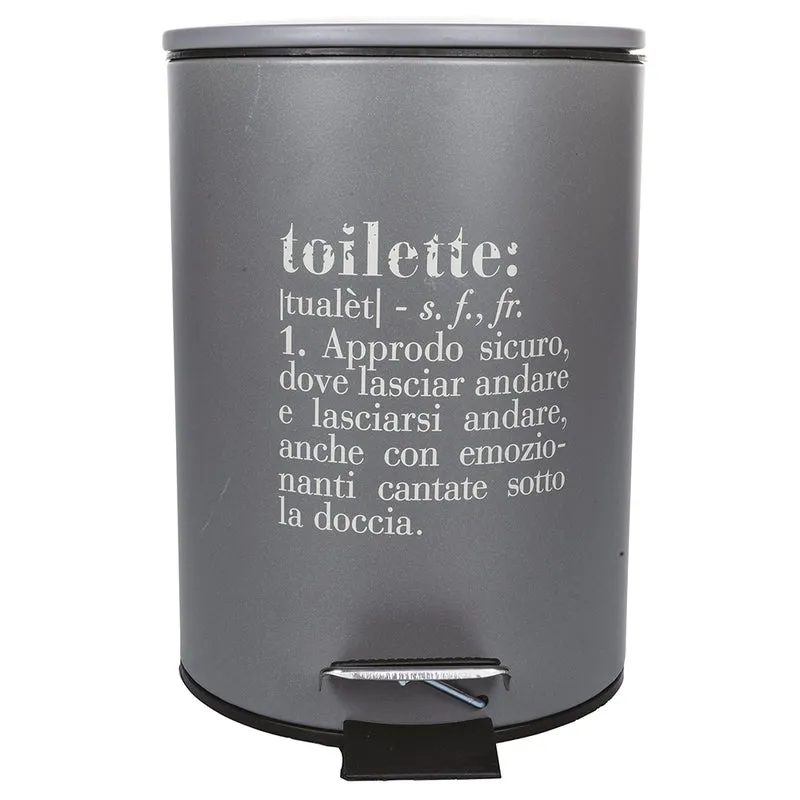 Pattumiera "Toilette" 3 Litri Ø17x23,5 cm in Plastica VdE Tivoli 1996 Grigio
