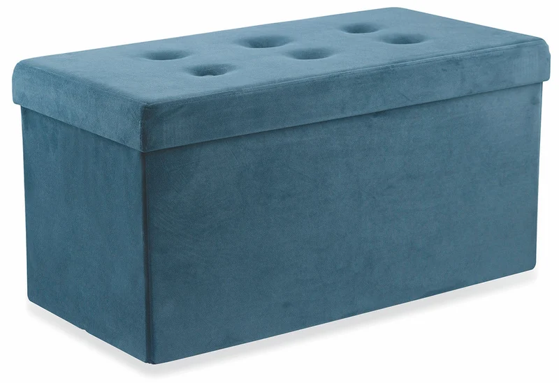 Baule Cassapanca Pouf Contenitore in Velluto Soriani Blu