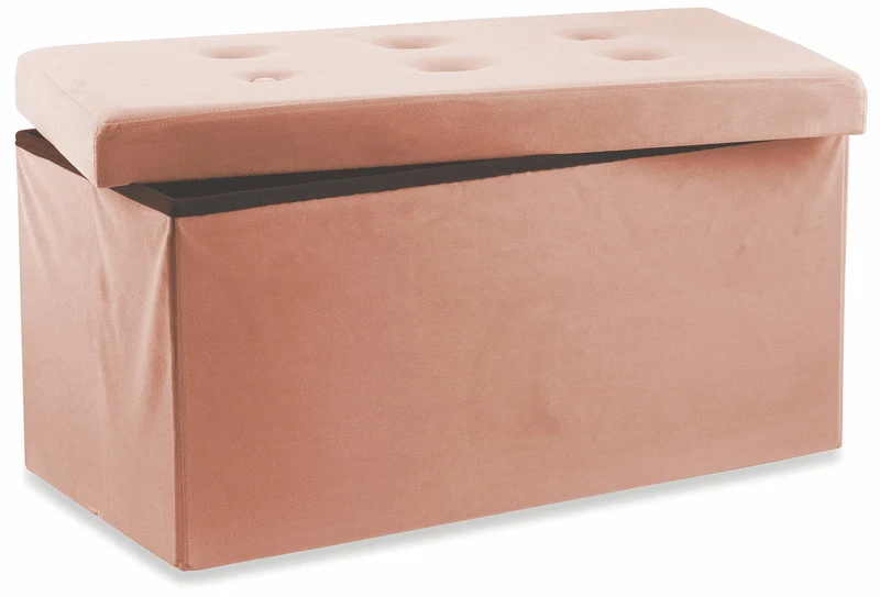 Baule Cassapanca Pouf Contenitore in Velluto Soriani Rosa Cipria