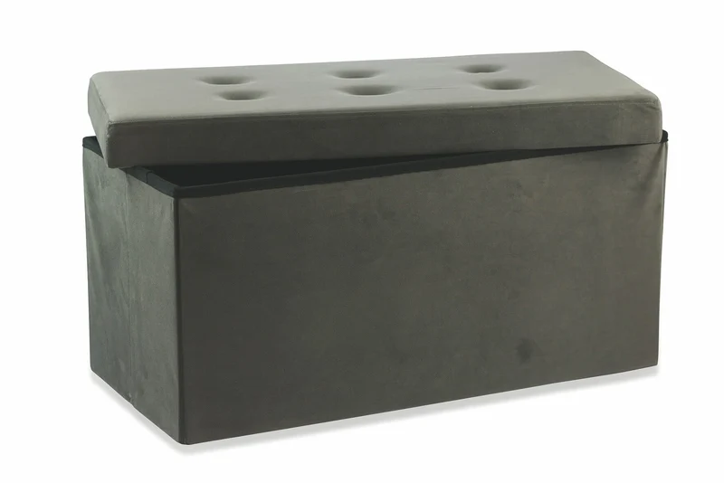 Baule Cassapanca Pouf Contenitore in Velluto Soriani Grigio