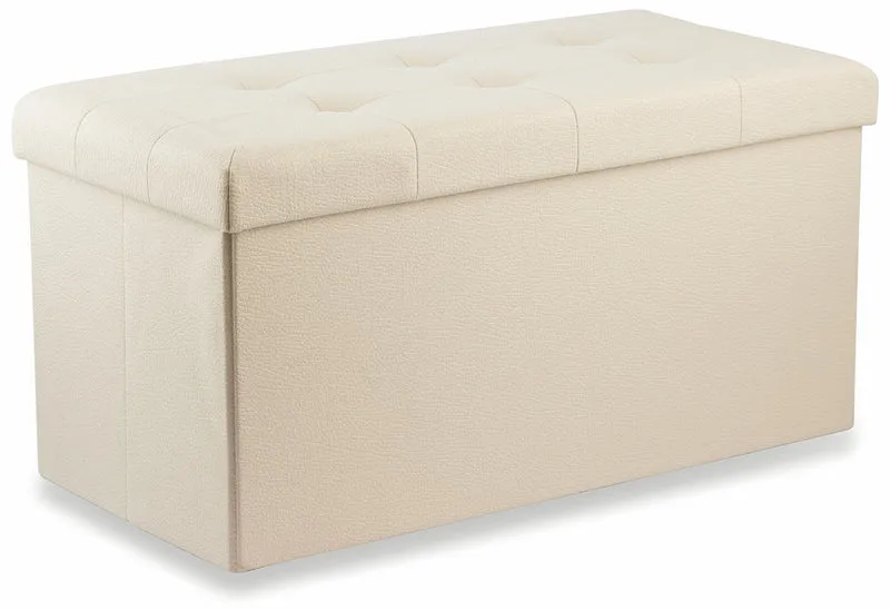 Baule Cassapanca Pouf Contenitore in Similpelle Soriani Avorio