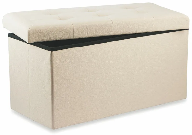 Baule Cassapanca Pouf Contenitore in Similpelle Soriani Avorio