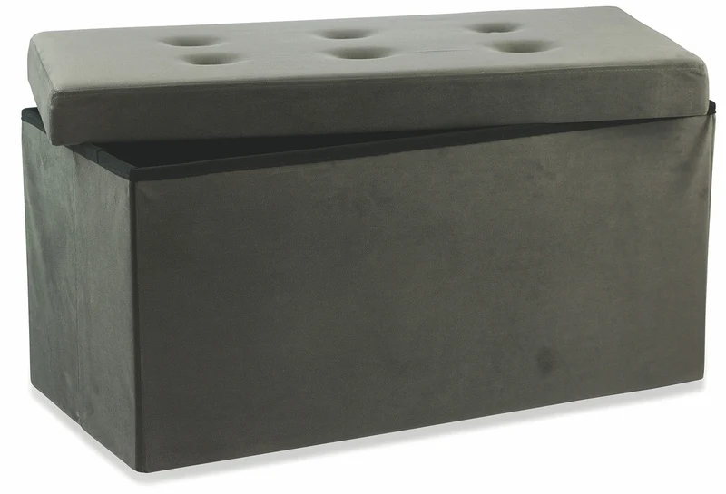Baule Cassapanca Pouf Contenitore in Velluto Soriani Tortora