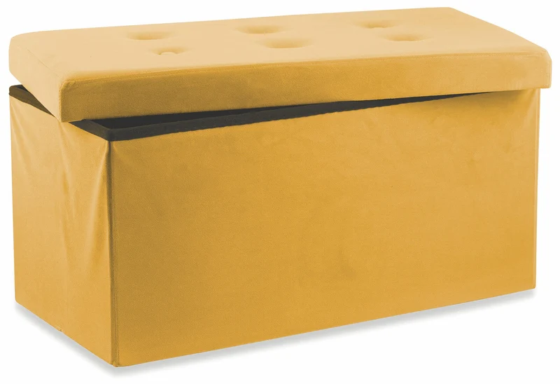 Baule Cassapanca Pouf Contenitore in Velluto Soriani Senape