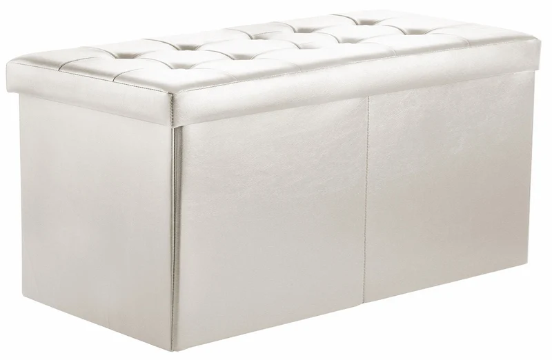 Baule Cassapanca Pouf Contenitore in Similpelle Soriani Avorio Lucido