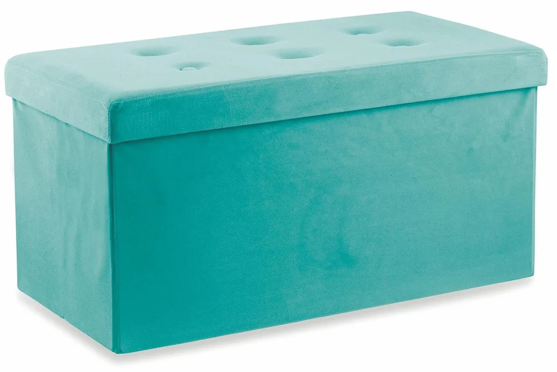 Baule Cassapanca Pouf Contenitore in Velluto Soriani Verde Tiffany