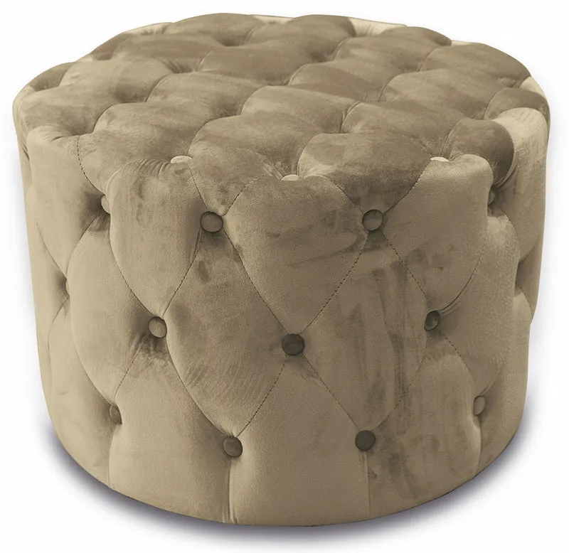 Pouf Poggiapiedi Sgabello Tondo Ø60 cm in Velluto Soriani Tortora