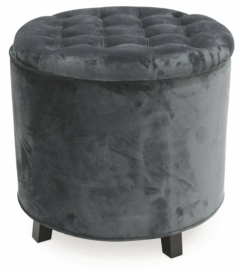Pouf Poggiapiedi Contenitore Ø55x55 cm in Velluto Soriani Grigio Scuro