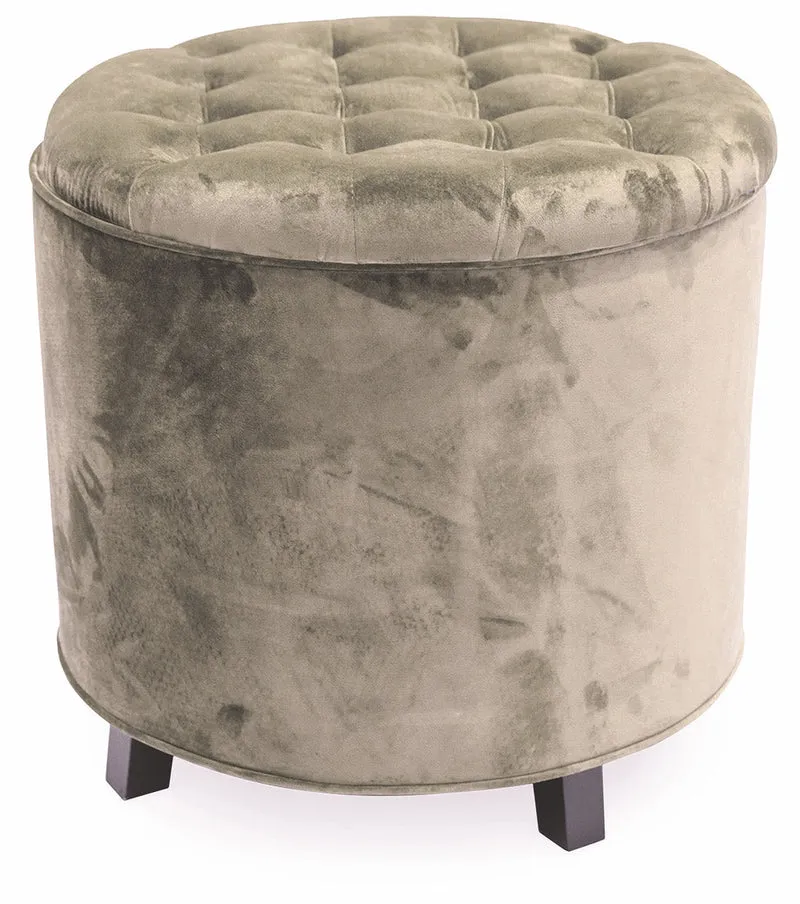 Pouf Poggiapiedi Contenitore Ø55x55 cm in Velluto Soriani Tortora