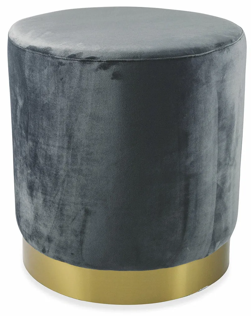 Pouf Poggiapiedi Ø47x50 cm in Velluto Soriani Grigio Scuro
