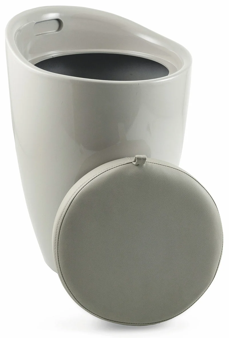 Pouf Sgabello Contenitore Ø37x45,5 cm in ABS Soriani Tortora