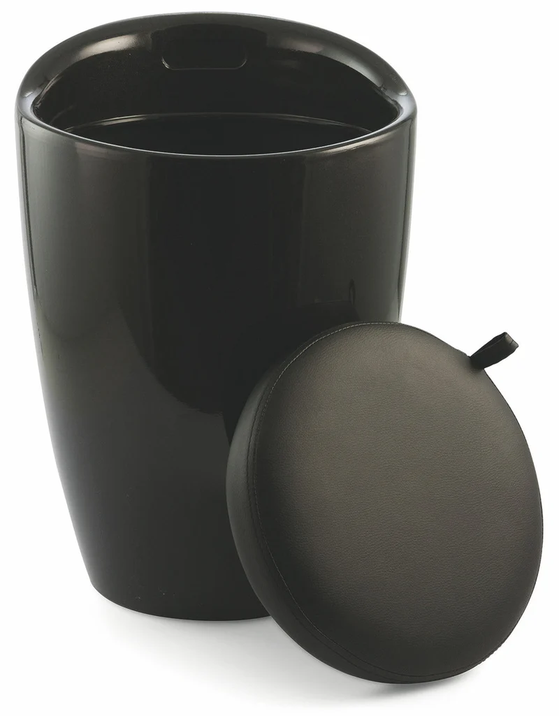 Pouf Sgabello Contenitore Ø37x45,5 cm in ABS Soriani Nero