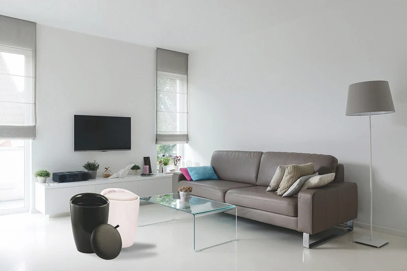 Pouf Sgabello Contenitore Ø37x45,5 cm in ABS Soriani Bianco