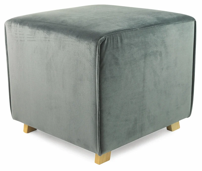 Pouf Poggiapiedi Sgabello Quadrato 47x47x42 cm in Velluto Soriani Grigio