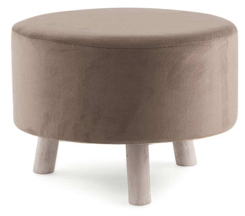 Pouf Poggiapiedi Sgabello Tondo Ø50 cm in Velluto Soriani Tortora