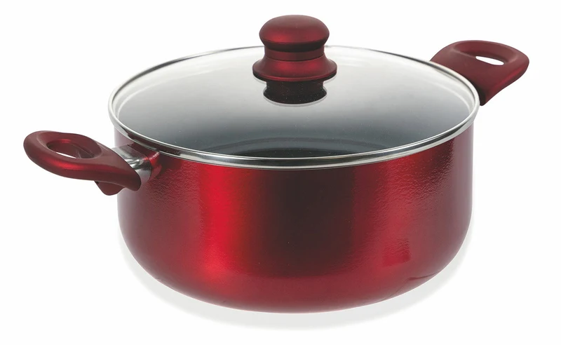 Batteria di Pentole 7 Pezzi in Alluminio Antiaderente Induzione Villa du0026#39;Este Home Tivoli Red Velvet