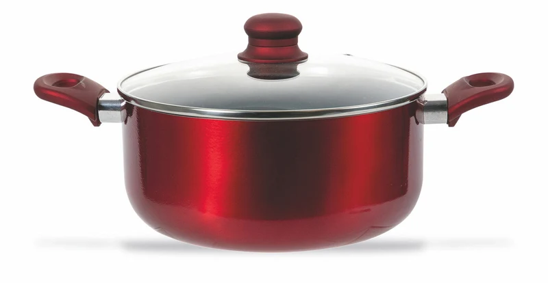 Batteria di Pentole 7 Pezzi in Alluminio Antiaderente Induzione Villa du0026#39;Este Home Tivoli Red Velvet