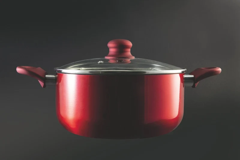Batteria di Pentole 7 Pezzi in Alluminio Antiaderente Induzione Villa du0026#39;Este Home Tivoli Red Velvet