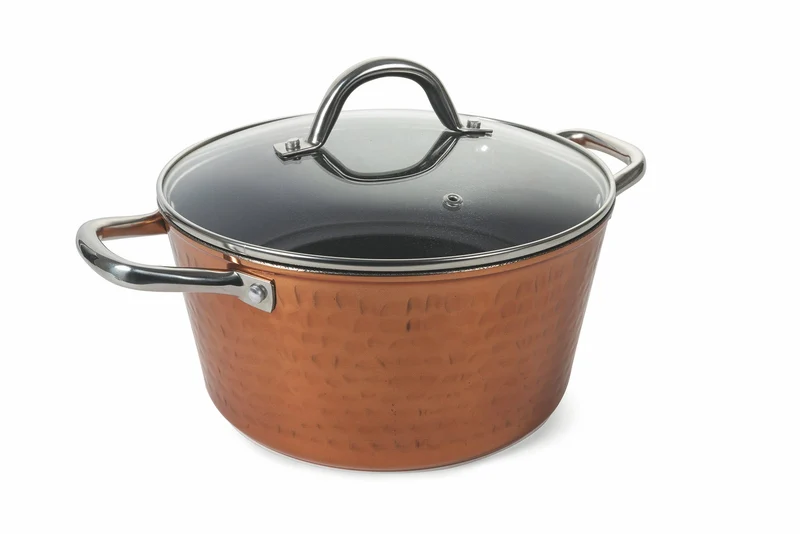 Batteria di Pentole 9 Pezzi in Alluminio Antiaderente Induzione Villa du0026#39;Este Home Tivoli Martellato Rame