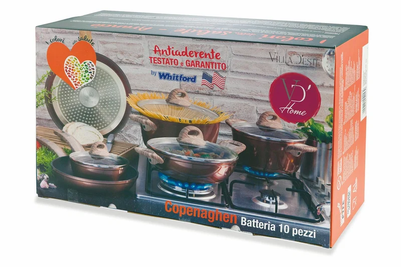 Batteria di Pentole 10 Pezzi in Alluminio Antiaderente Soriani Copenaghen