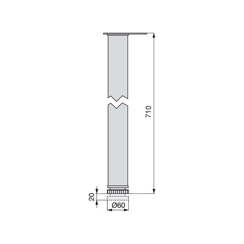 Kit 4 Gambe per Tavolo Regolabili Ø6x71/73 cm in Acciaio Cromato Emuca