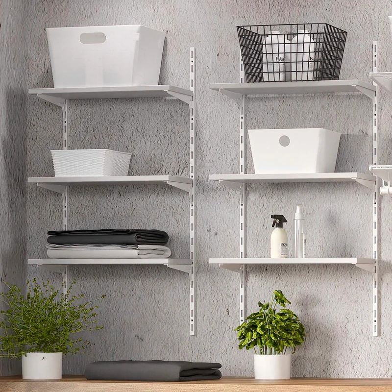 Kit per Fissaggio Mensole 330 mm in Acciaio Emuca Bianco
