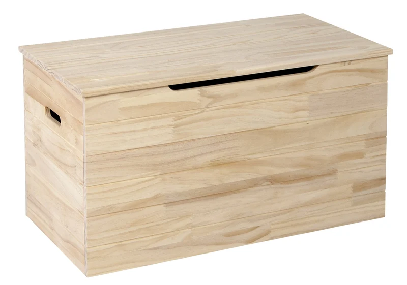 Cassapanca Baule Rettangolarein Legno Pino Grezzo 85x45x45 cm Fumer Super Jolly