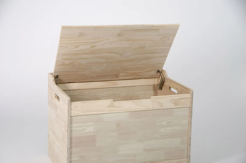 Cassapanca Baule Rettangolarein Legno Pino Grezzo 80x50x60 cm Fumer Sophie