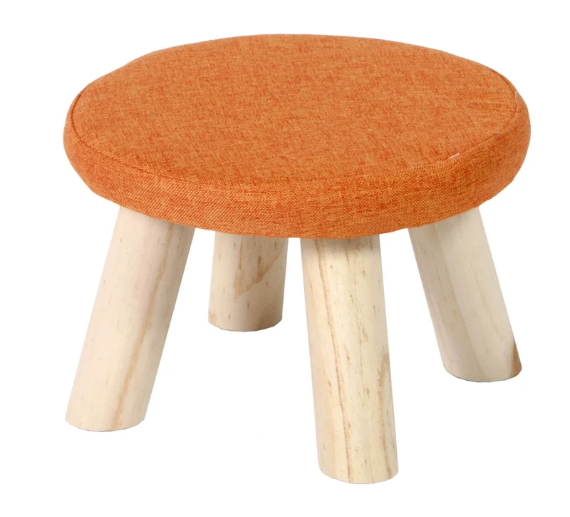 Pouf in Tessuto e Legno di Pino 29x29x20 cm Fumer Jimmy Arancione