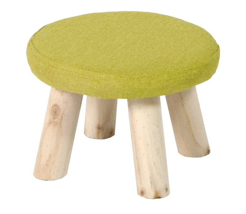 Pouf in Tessuto e Legno di Pino 29x29x20 cm Fumer Jimmy Verde