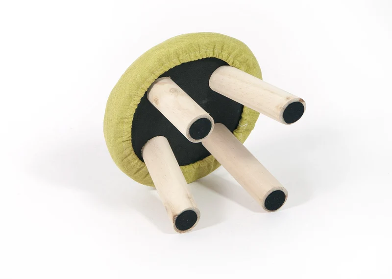 Pouf in Tessuto e Legno di Pino 29x29x20 cm Fumer Jimmy Verde