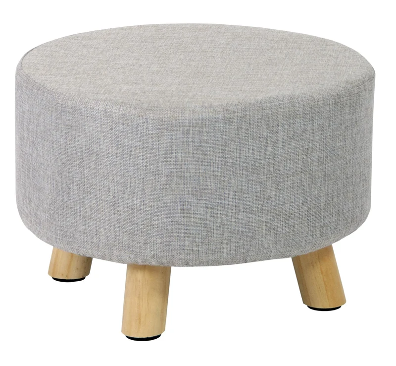 Pouf in Tessuto e Legno Massello 41x28H cm Fumer Grace Grigio