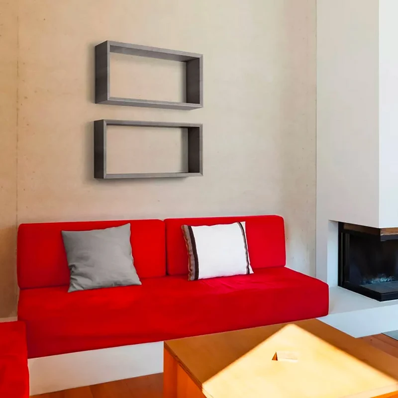 Mensola Cubo da Parete 70x35x15,5 cm in Fibra di Legno Artù Grigio Sasso