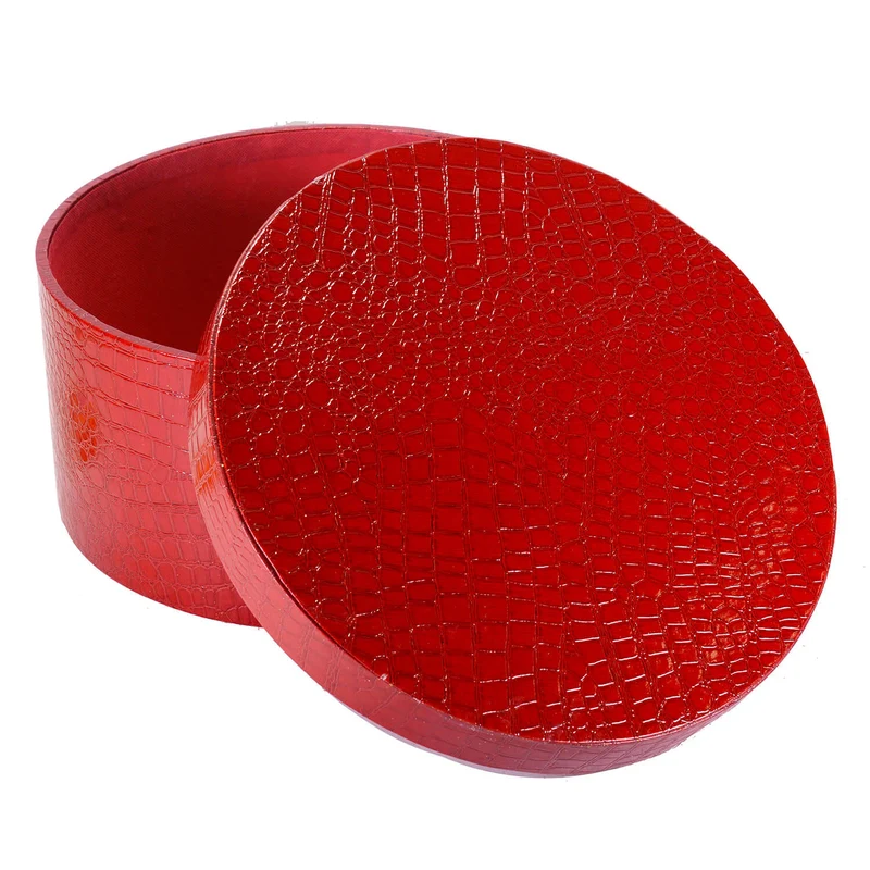 Set 3 Scatole in Similpelle rosso tondo