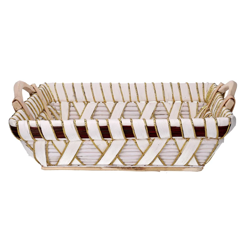 Cesta in Vimini bianco rettangolare cm 53x38xh13