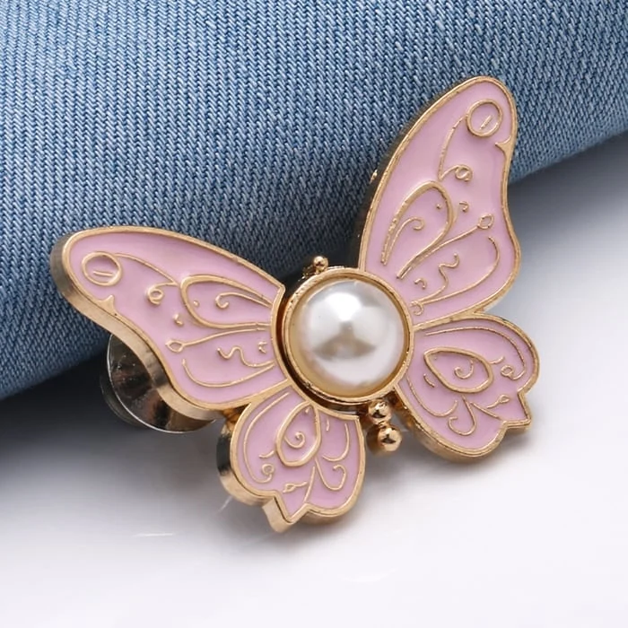 Butterfly Waist Tightener Clip with Faux Pearl and Adjustable Pin Back
