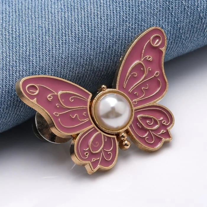 Butterfly Waist Tightener Clip with Faux Pearl and Adjustable Pin Back