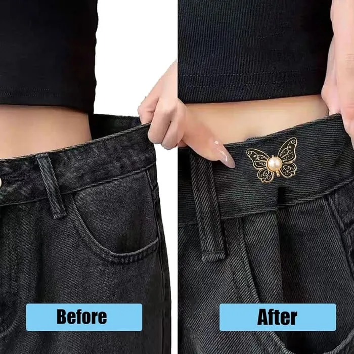 Butterfly Waist Tightener Clip with Faux Pearl and Adjustable Pin Back