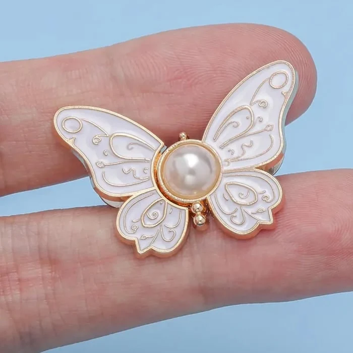 Butterfly Waist Tightener Clip with Faux Pearl and Adjustable Pin Back