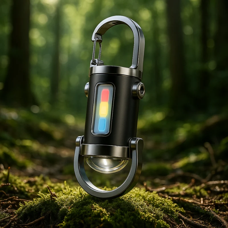 Compact Edc Flashlight with Carabiner Clip USB Rechargeable Mini LED and Multi-Color Side Lights